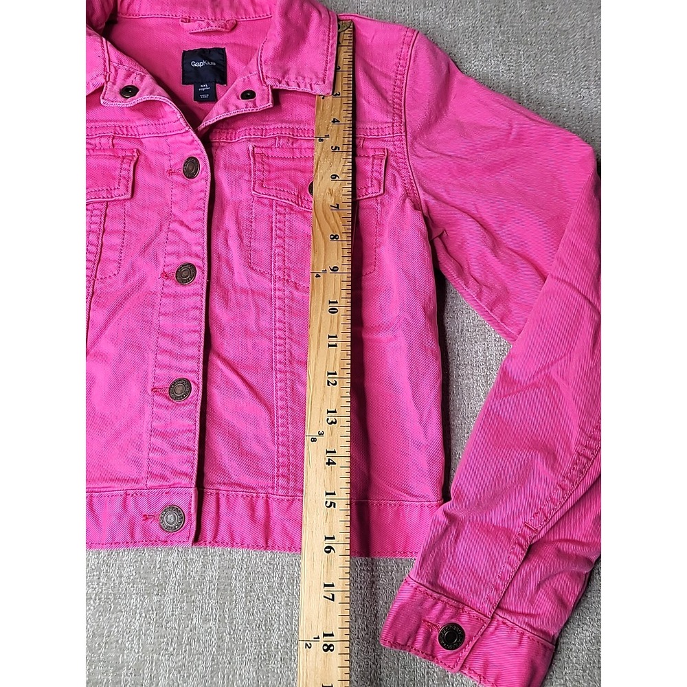 GAP Kids 1969 Denim Jacket Girl XXL Hot Pink Biker Jean Trucker Preppy - Picture 5 of 9